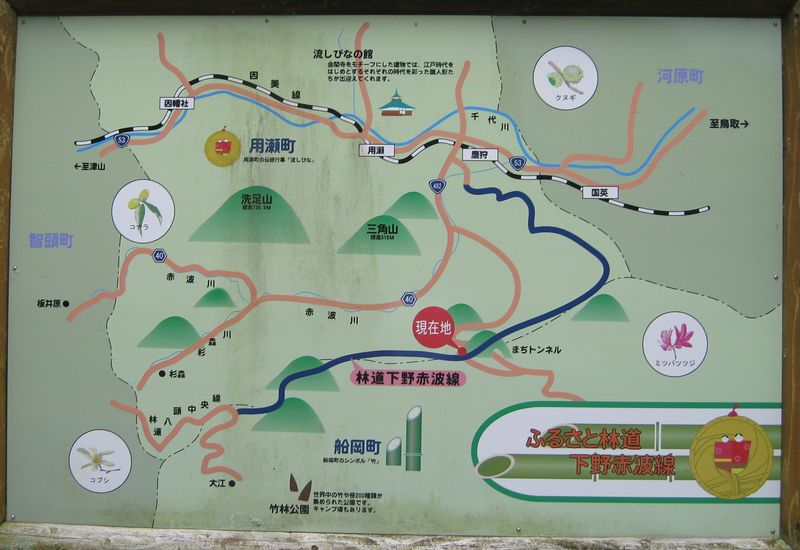 ふるさと林道下野赤波線 案内図 地名は合併前